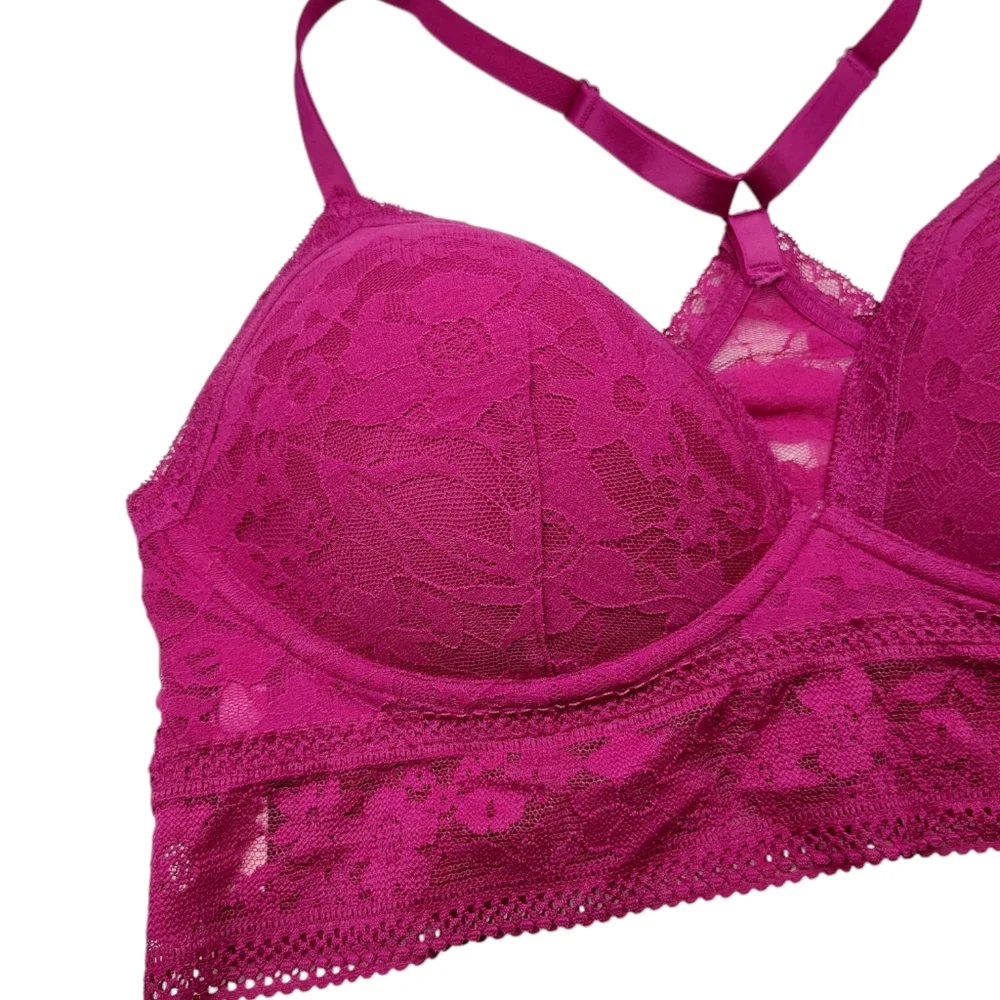 Victoria’s Secret Women's Fuchsia Posey Lace Curvy Bralette Size XL - Picture 4 of 10